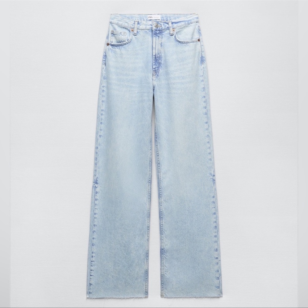 Zara full length wide leg jeans